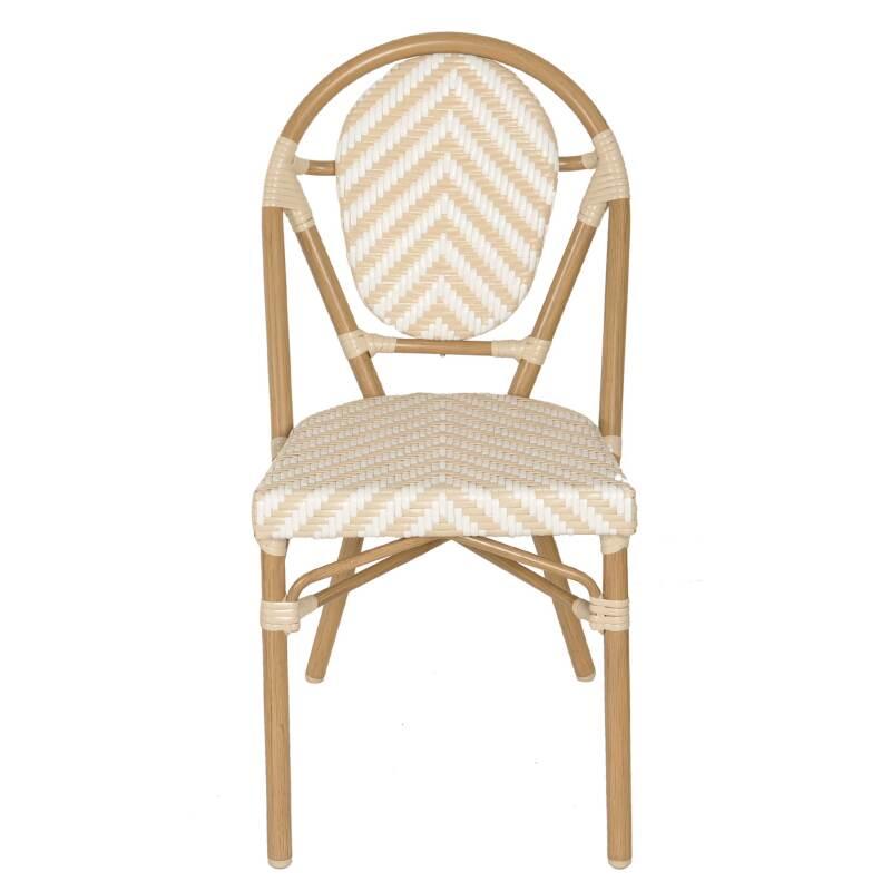 Sedia da giardino in stile bistrot parigino in alluminio e rattan sintetico