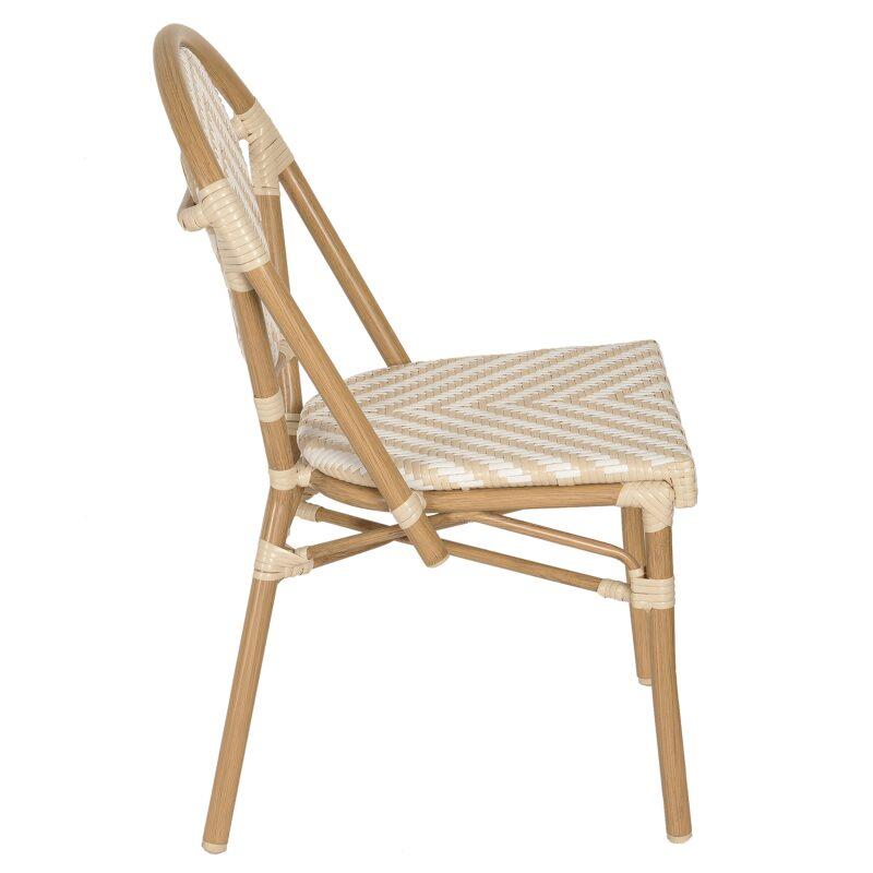 Sedia da giardino in stile bistrot parigino in alluminio e rattan sintetico