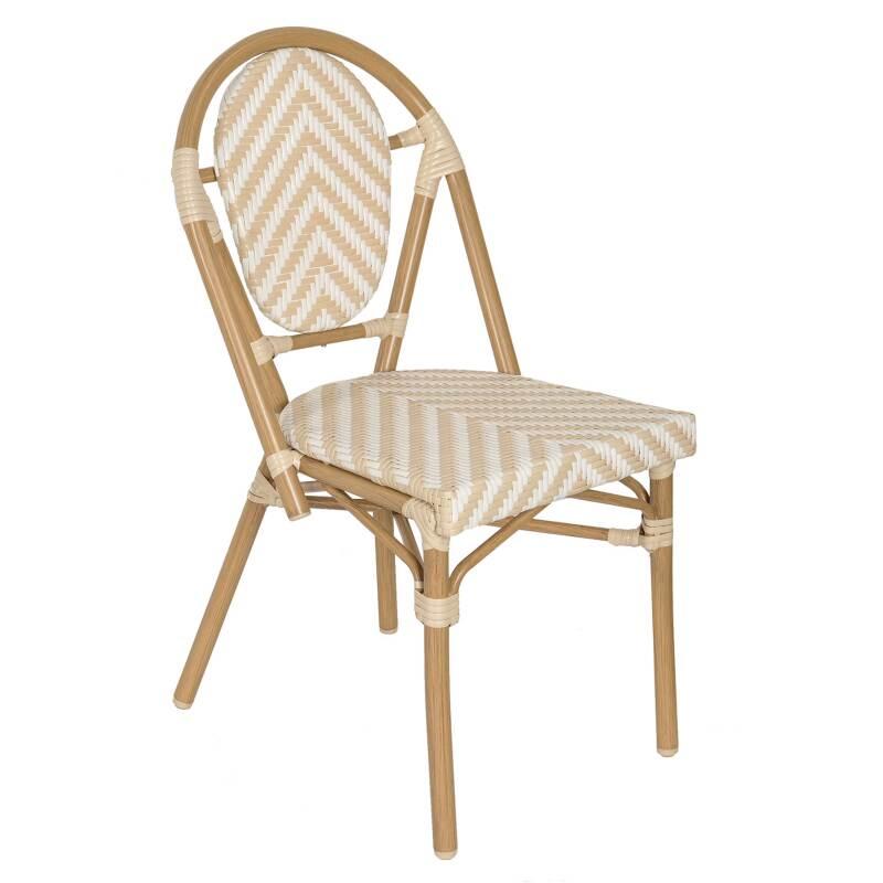 Sedia da giardino in stile bistrot parigino in alluminio e rattan sintetico