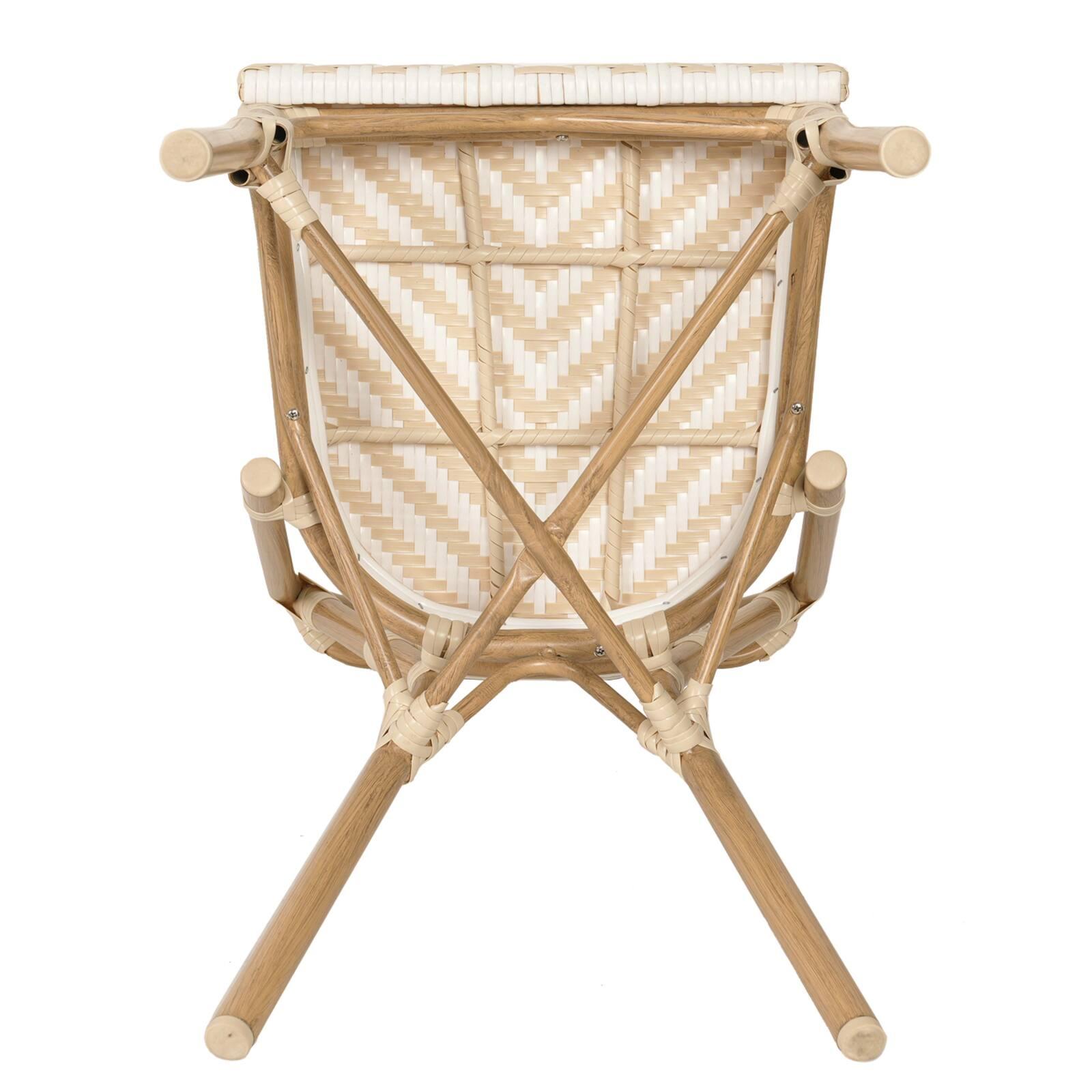 Sedia da giardino in stile bistrot parigino in alluminio e rattan sintetico Sedia da giardino in stile bistrot parigino in alluminio e rattan sintetico