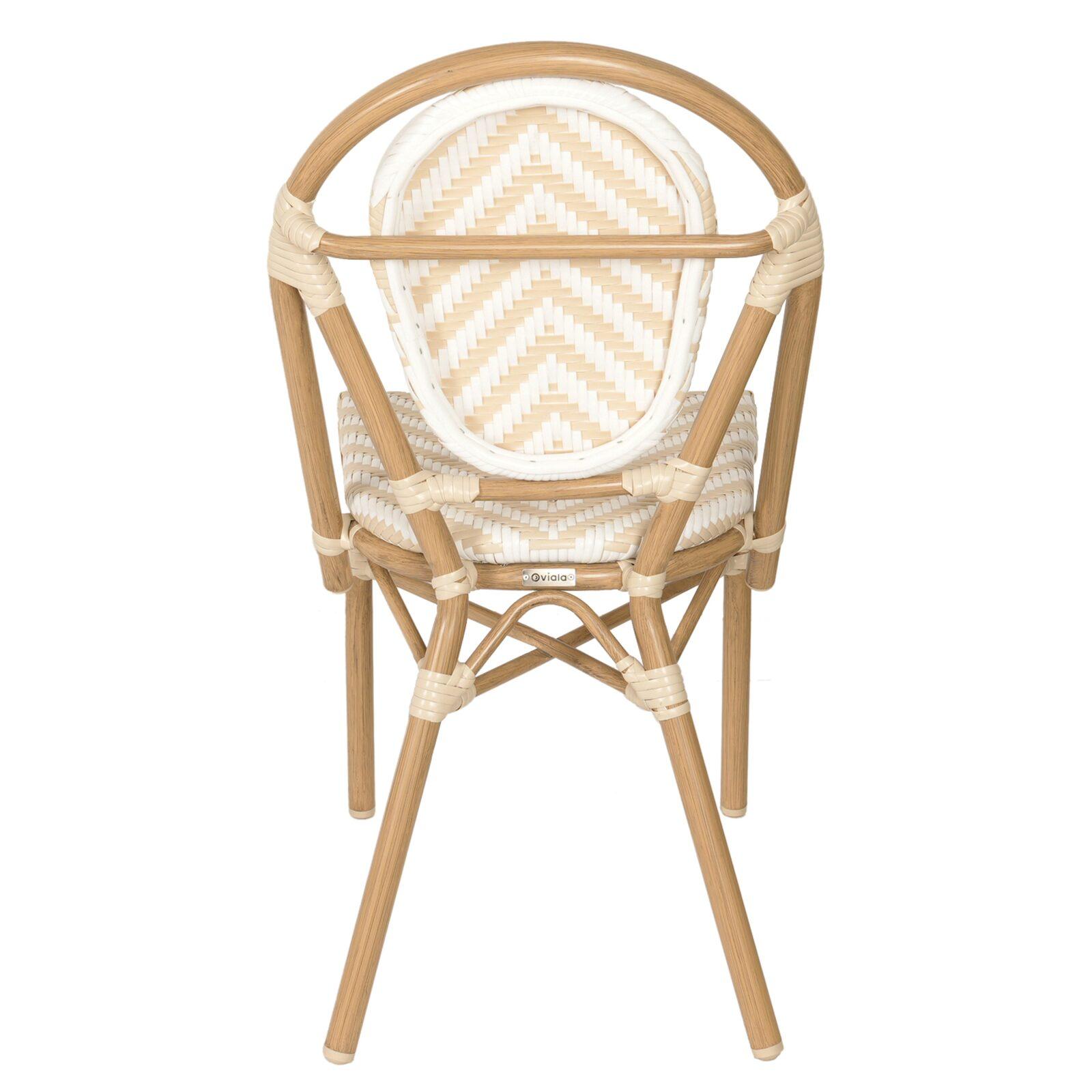 Sedia da giardino in stile bistrot parigino in alluminio e rattan sintetico Sedia da giardino in stile bistrot parigino in alluminio e rattan sintetico