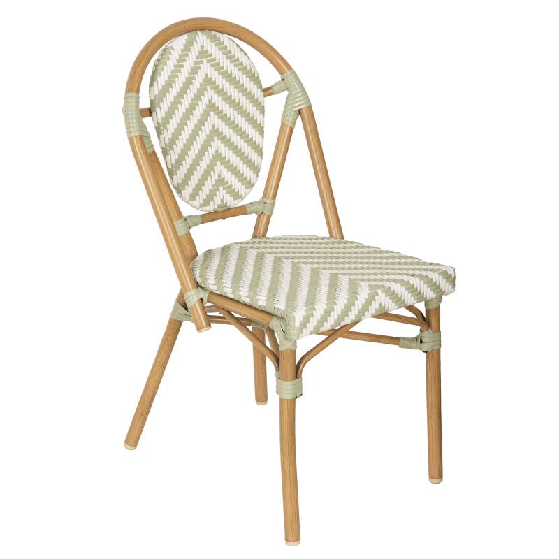 Sedia da giardino in stile bistrot parigino in alluminio e rattan sintetico