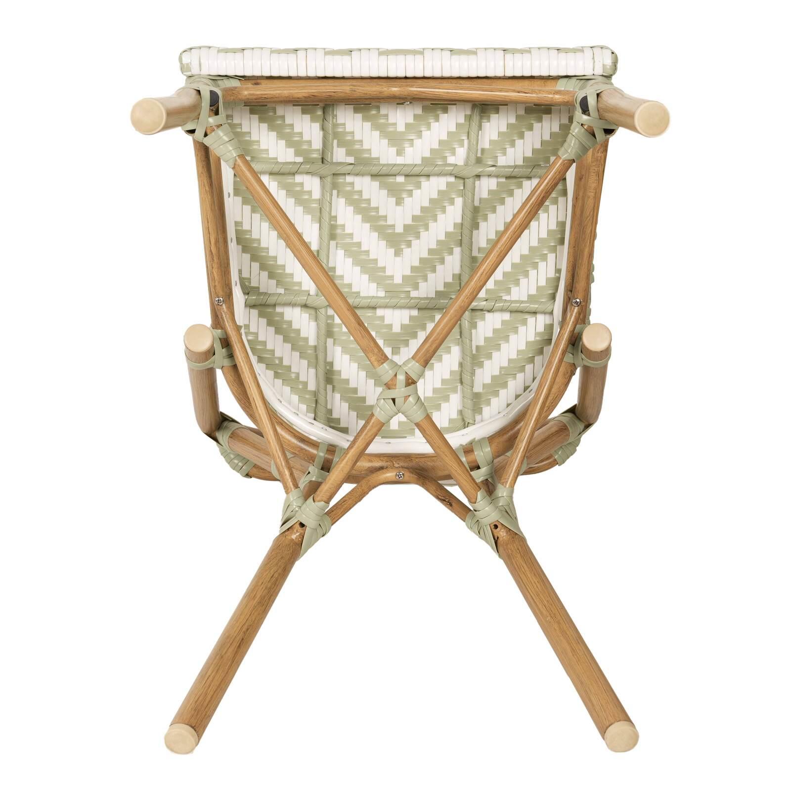 Sedia da giardino in stile bistrot parigino in alluminio e rattan sintetico