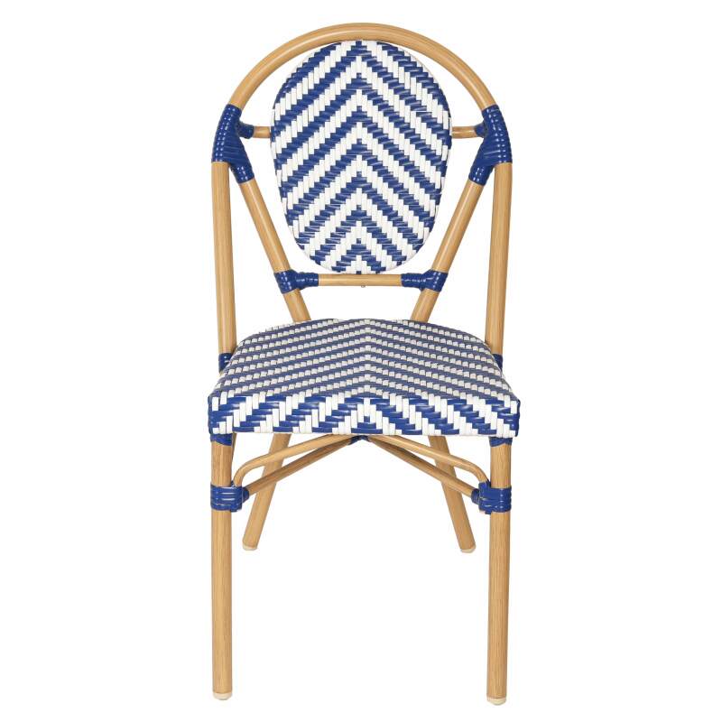 Sedia da giardino in stile bistrot parigino in alluminio e rattan sintetico