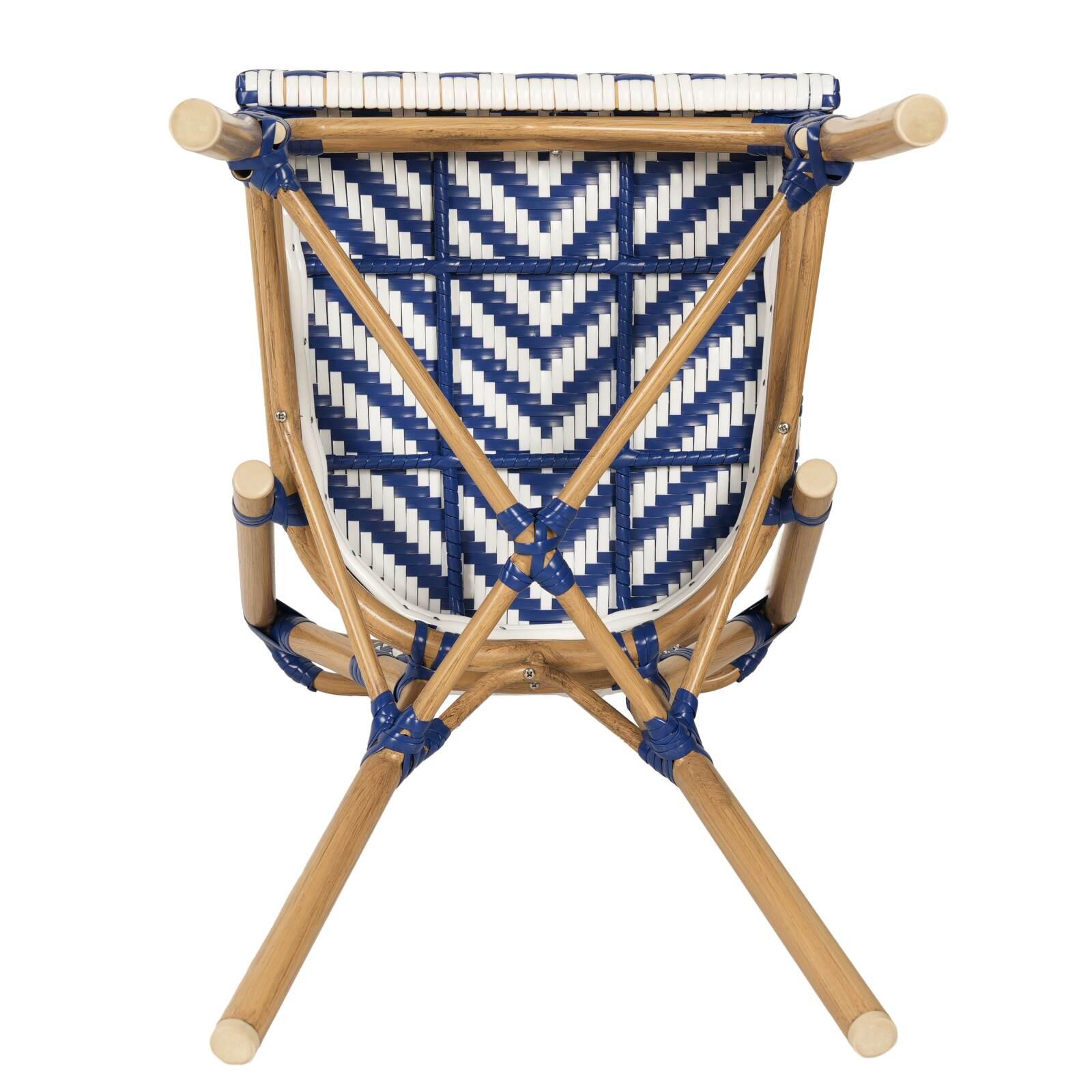 Sedia da giardino in stile bistrot parigino in alluminio e rattan sintetico