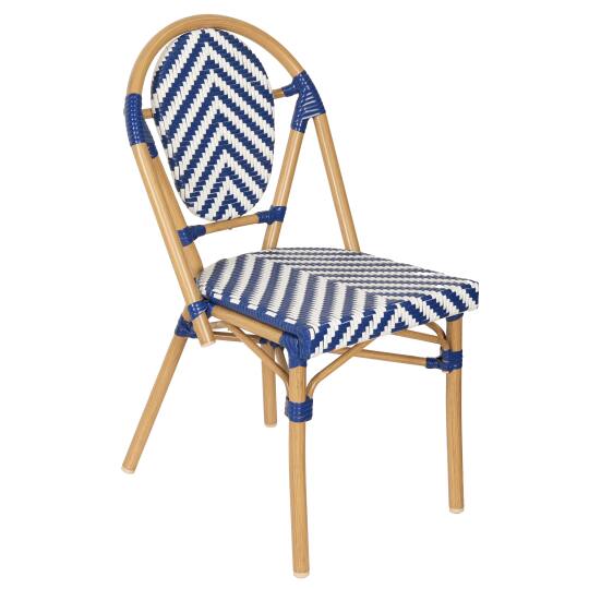 Sedia da giardino in stile bistrot parigino in alluminio e rattan sintetico