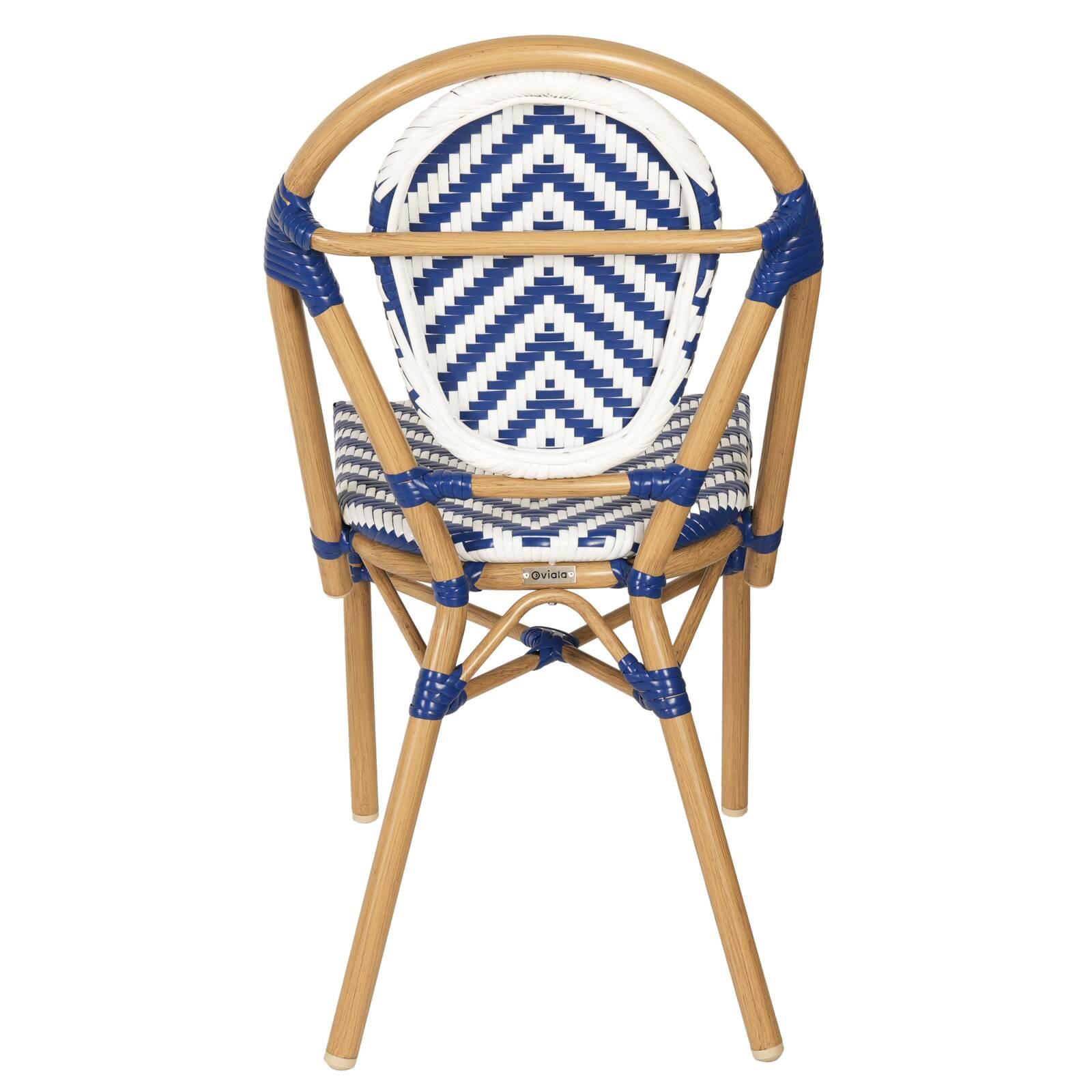 Sedia da giardino in stile bistrot parigino in alluminio e rattan sintetico