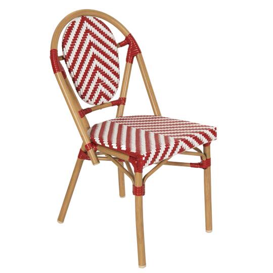 Sedia da giardino in stile bistrot parigino in alluminio e rattan sintetico