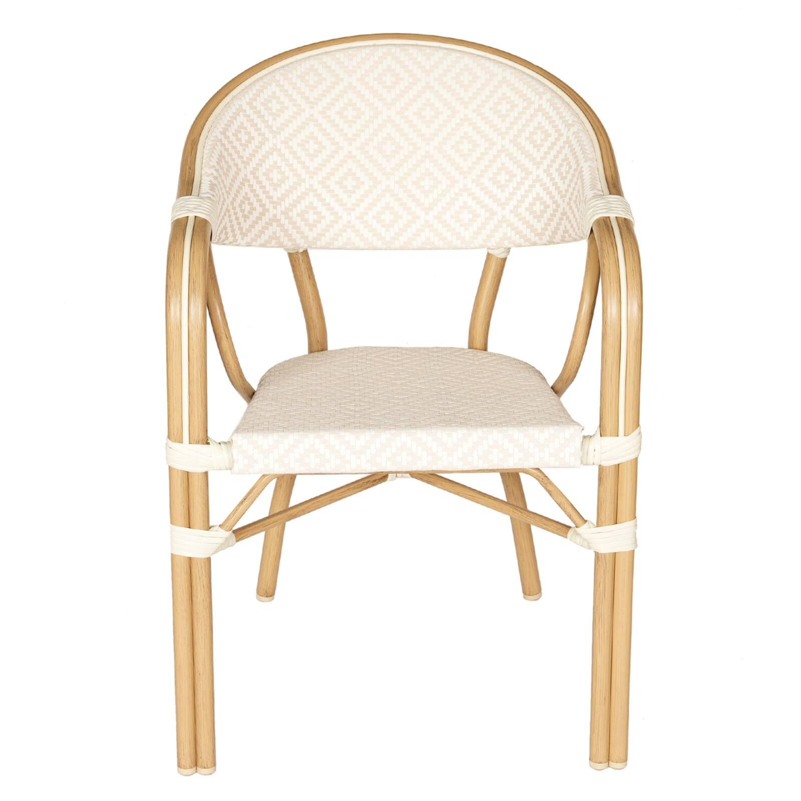 Sedia da giardino in stile bistrot parigino in alluminio e rattan sintetico