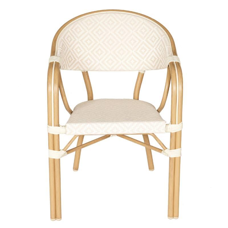 Sedia da giardino in stile bistrot parigino in alluminio e rattan sintetico