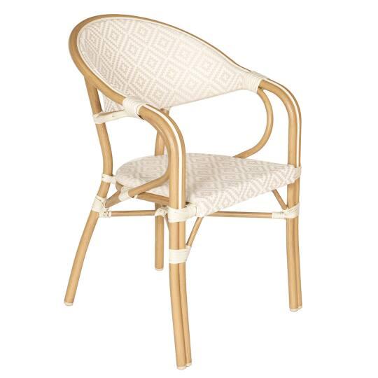 Sedia da giardino in stile bistrot parigino in alluminio e rattan sintetico