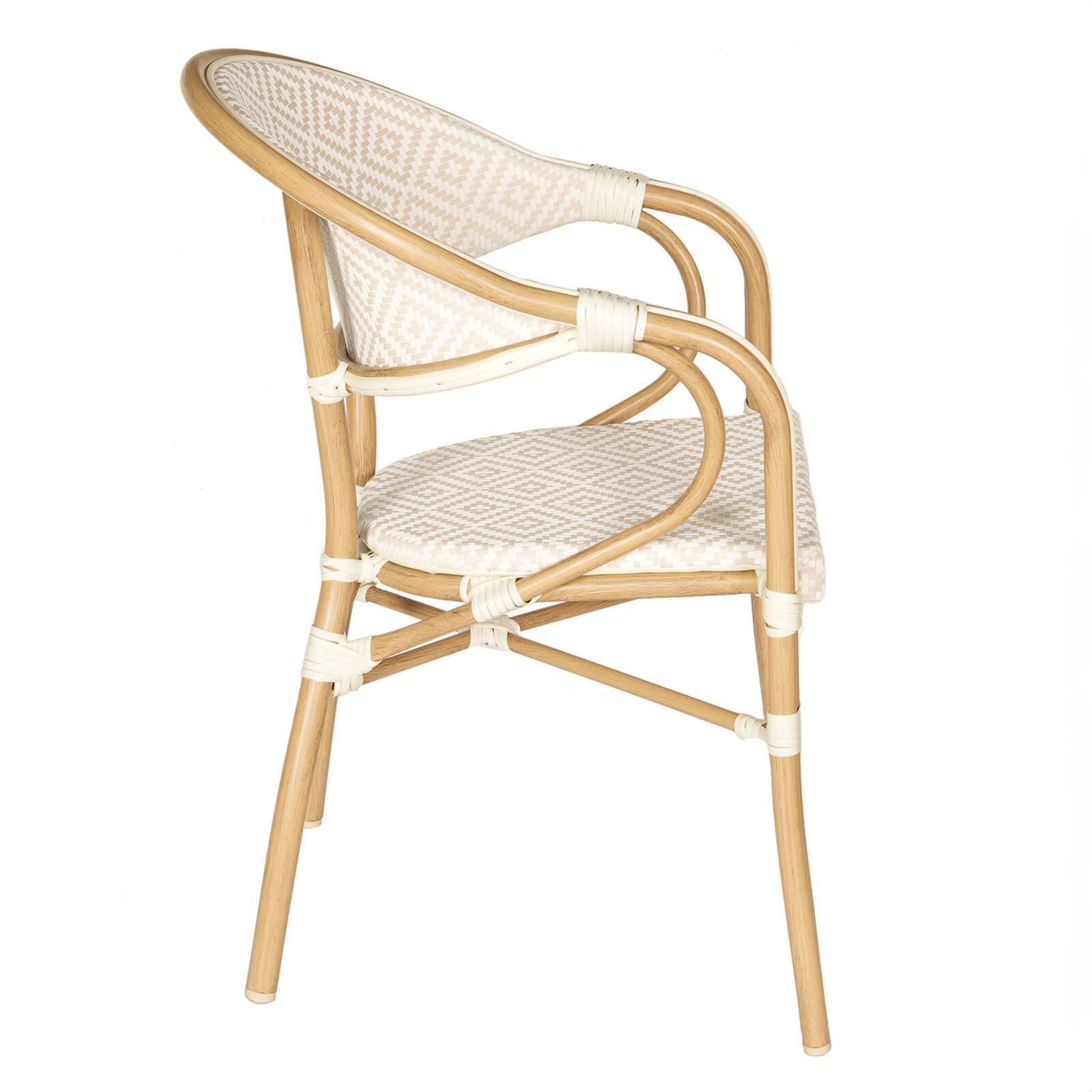 Sedia da giardino in stile bistrot parigino in alluminio e rattan sintetico