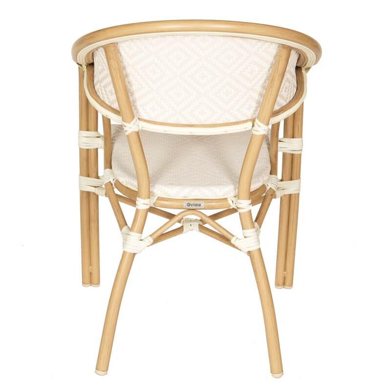 Sedia da giardino in stile bistrot parigino in alluminio e rattan sintetico