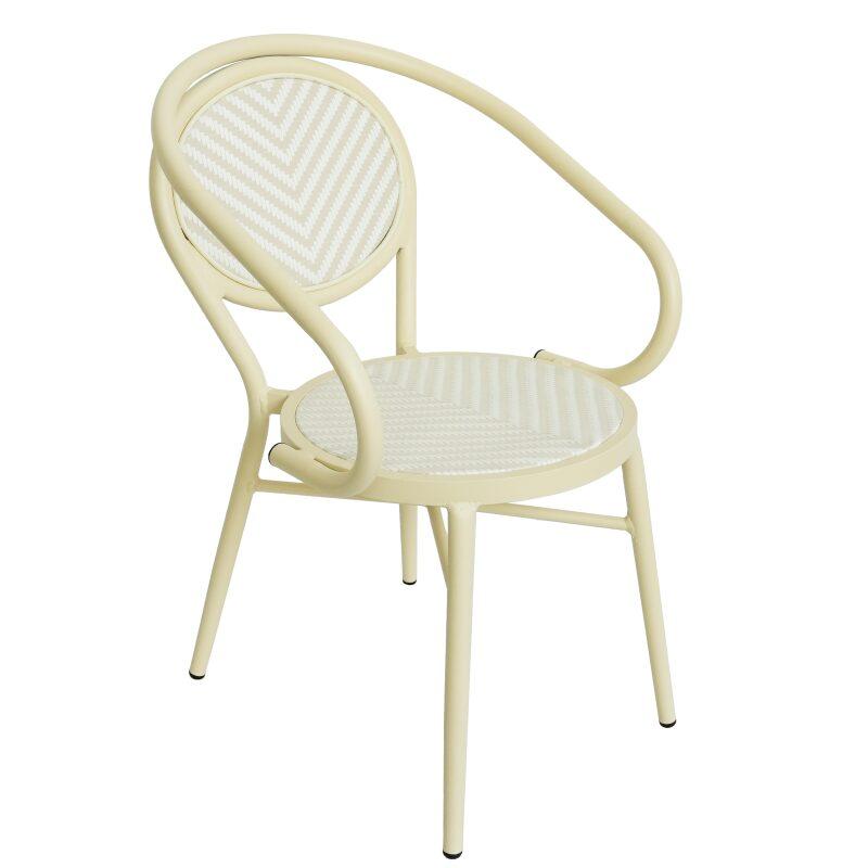 Sedia da giardino in stile bistrot parigino in alluminio e rattan sintetico