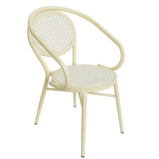 Sedia da giardino bistrot parigino in alluminio e rattan sintetico con braccioli | Oviala