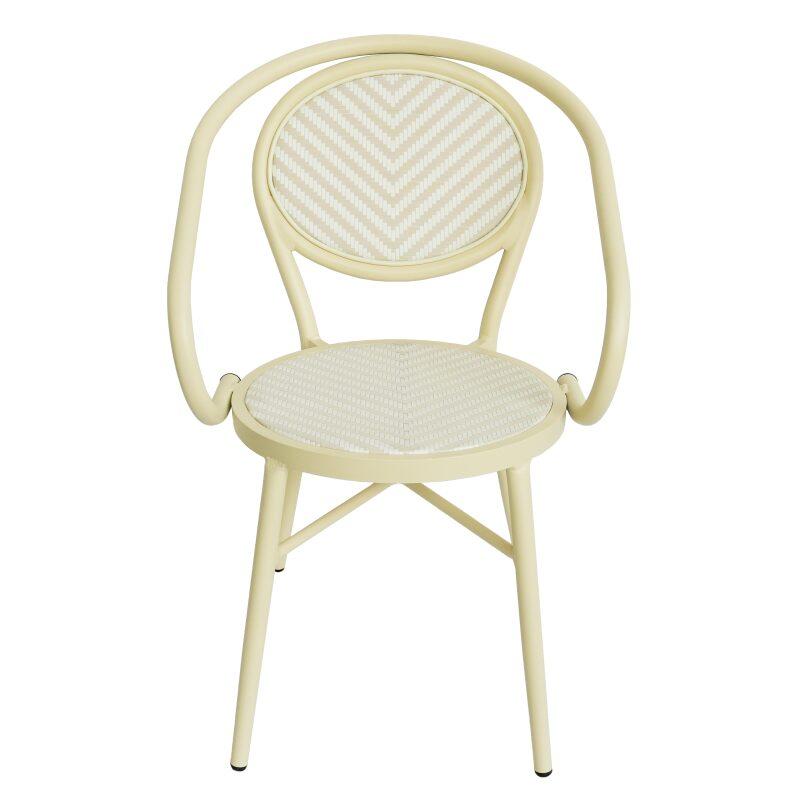 Sedia da giardino in stile bistrot parigino in alluminio e rattan sintetico