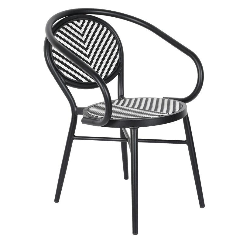Sedia da giardino in stile bistrot parigino in alluminio e rattan sintetico