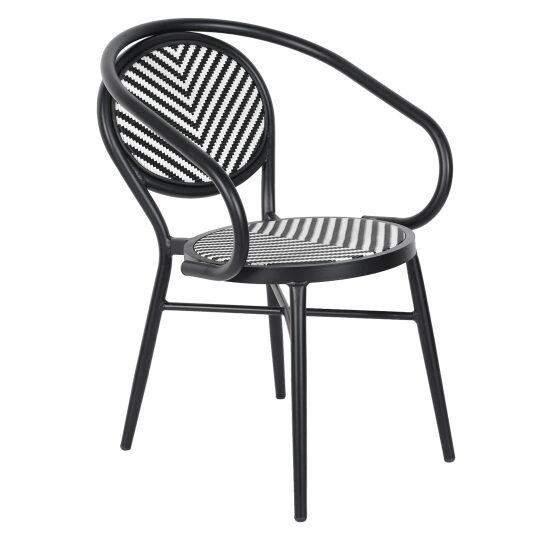 Sedia da giardino in stile bistrot parigino in alluminio e rattan sintetico
