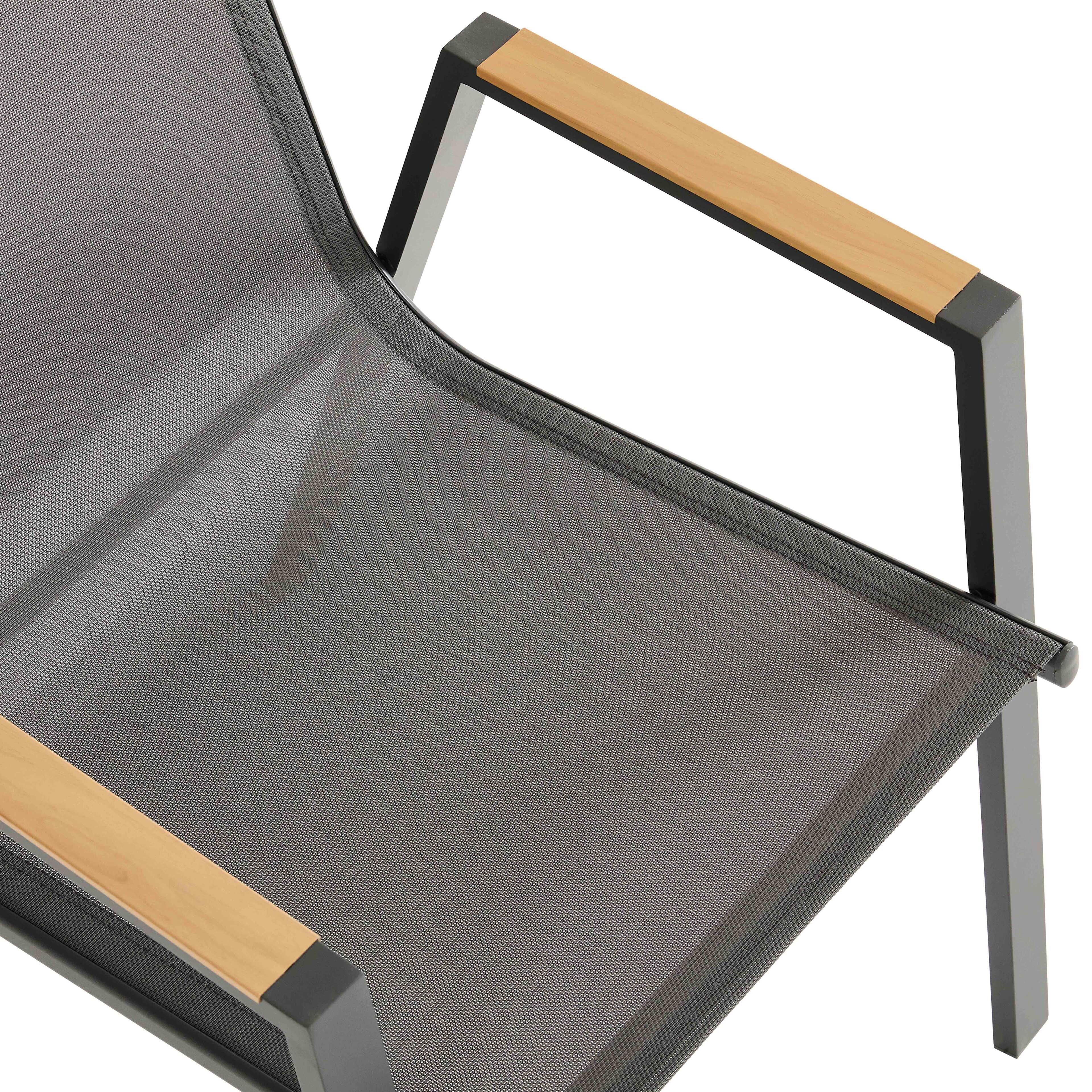 Sedia Da Giardino In Alluminio Con Braccioli Oris NATERIAL, Seduta In Textilene Grigio 82232561