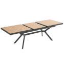 Tavolo da giardino rettangolare allungabile (187/250 x 90 x 77 cm) in alluminio ed effetto legno
