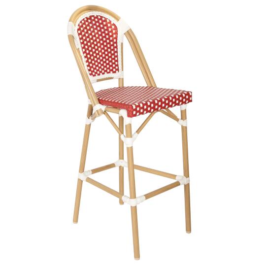 Sedia alta da giardino in alluminio e rattan sintetico