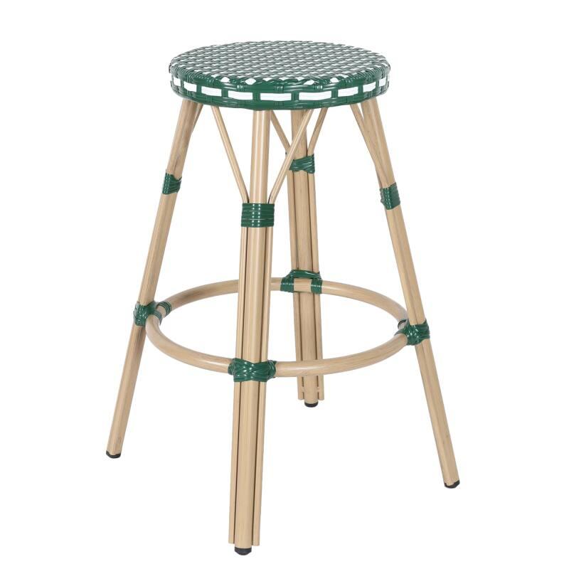 Sgabello da bar  in alluminio e rattan sintetico