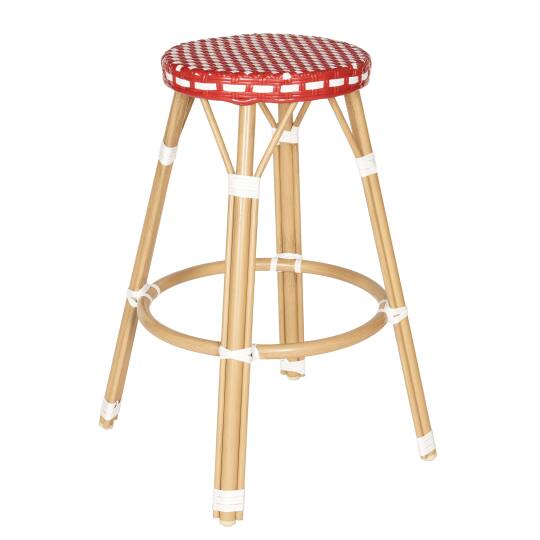 Sgabello da bar in alluminio e rattan sintetico