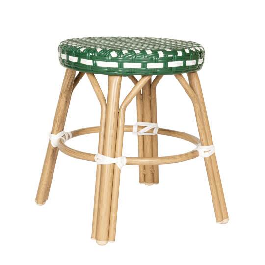 Sgabello basso in alluminio e rattan sintetico | Oviala
