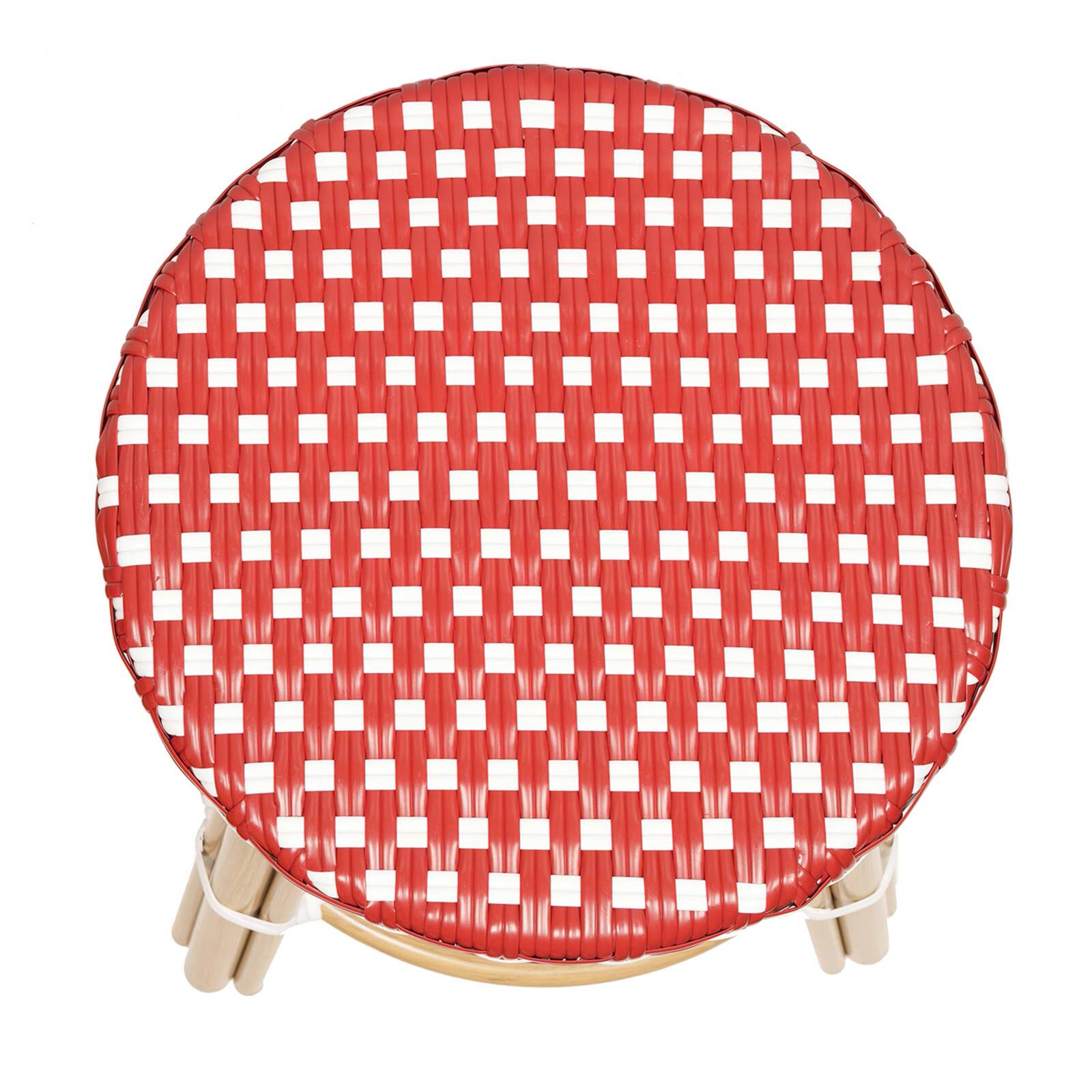 Sgabello basso in alluminio e rattan sintetico