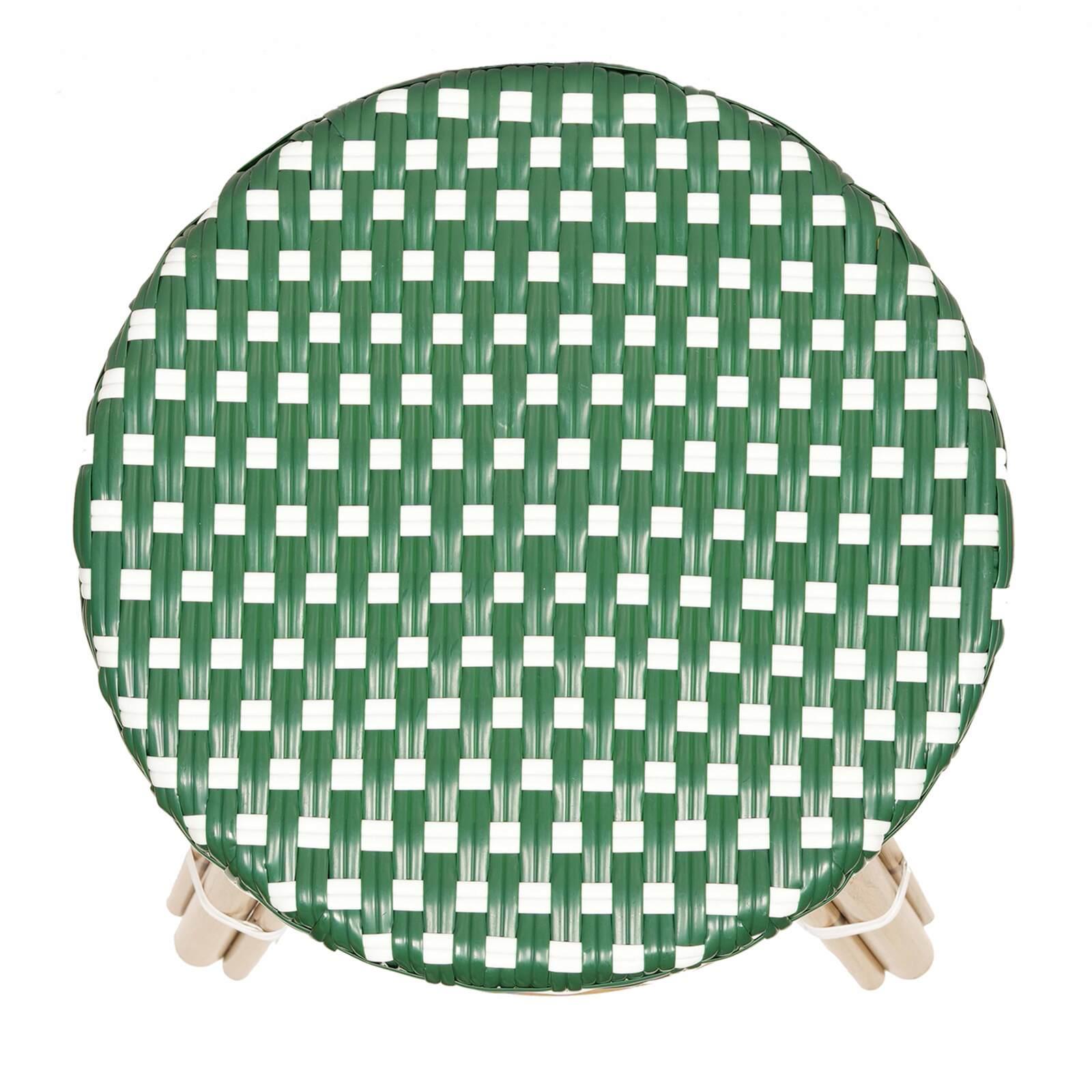Sgabello basso in alluminio e rattan sintetico