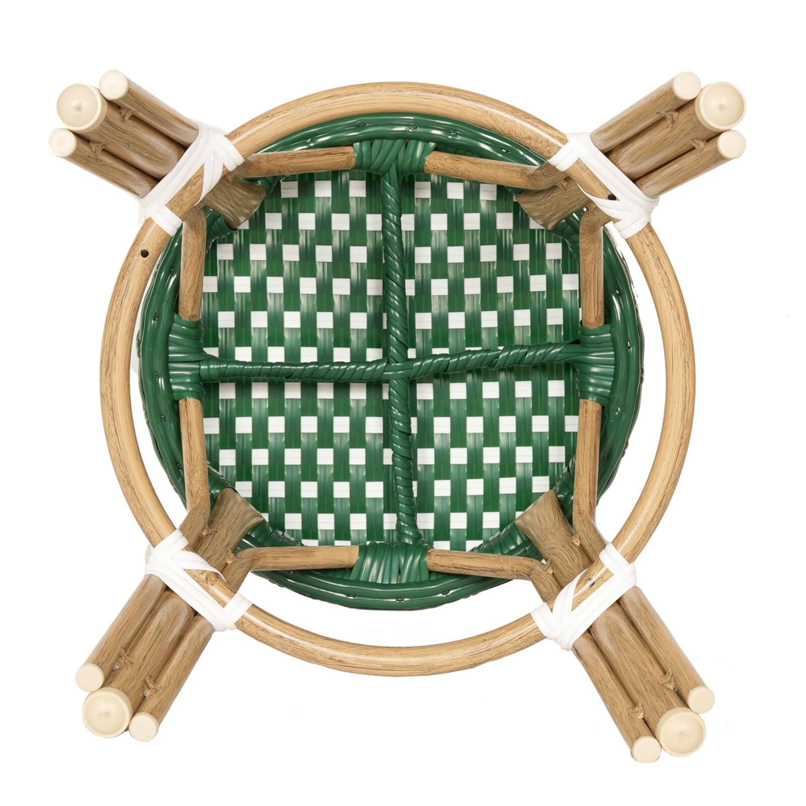 Sgabello basso in alluminio e rattan sintetico