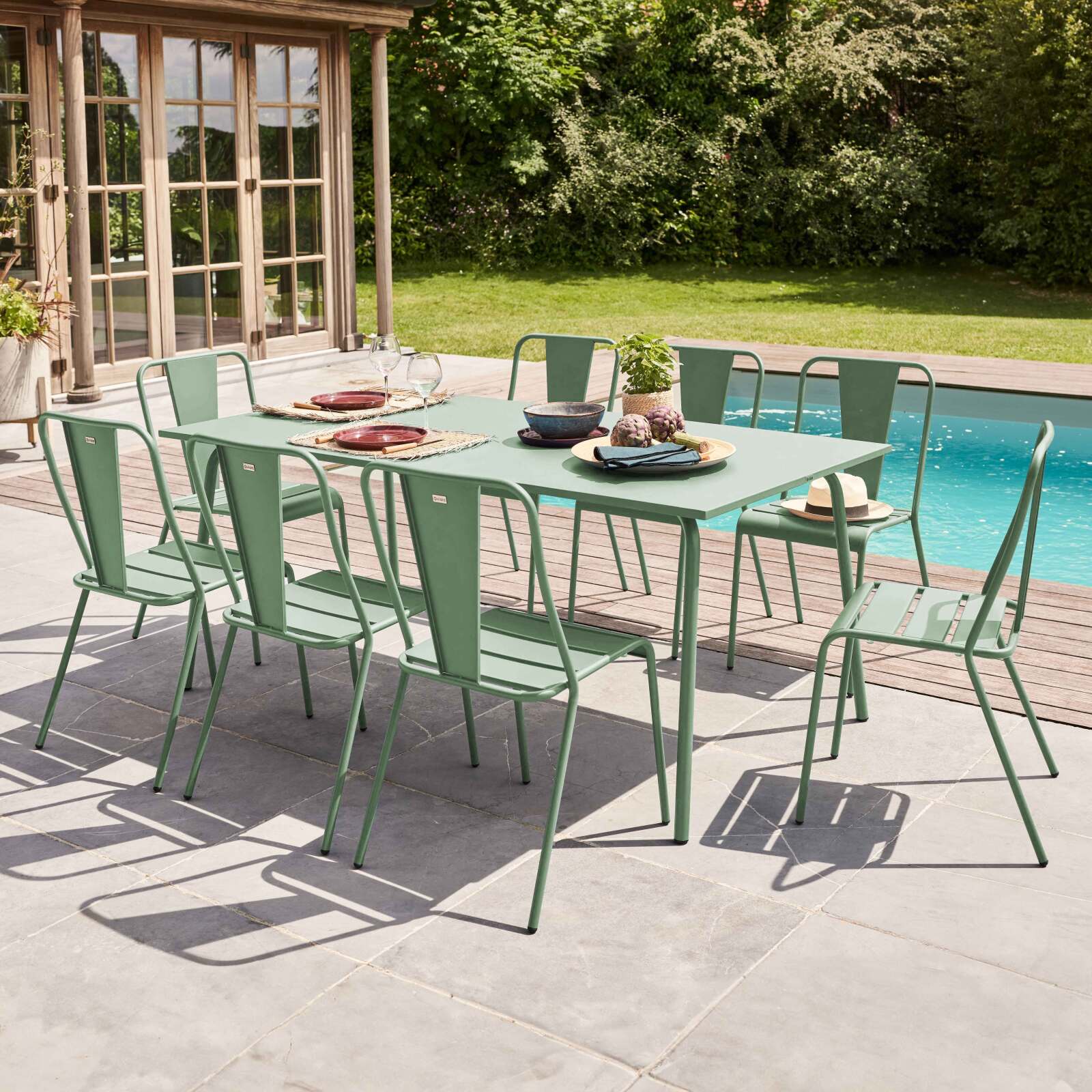 Tavolo da giardino (180 x 90 x 72 cm) in metallo di design