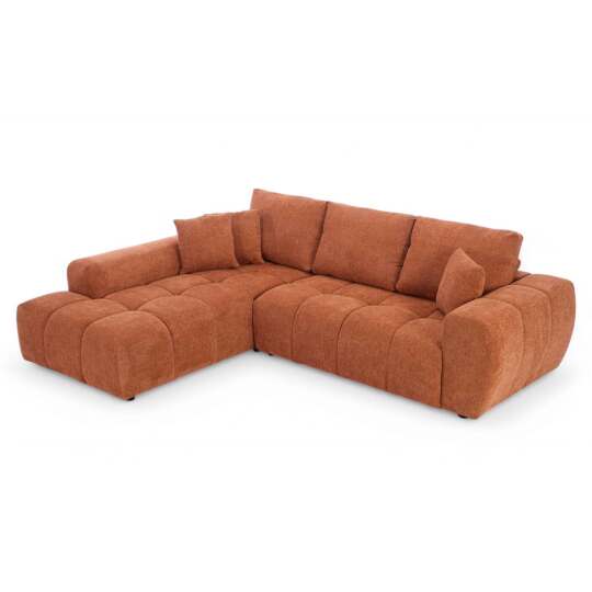 Divano angolare con chaise longue sinistra in poliestere millerighe a 3 posti