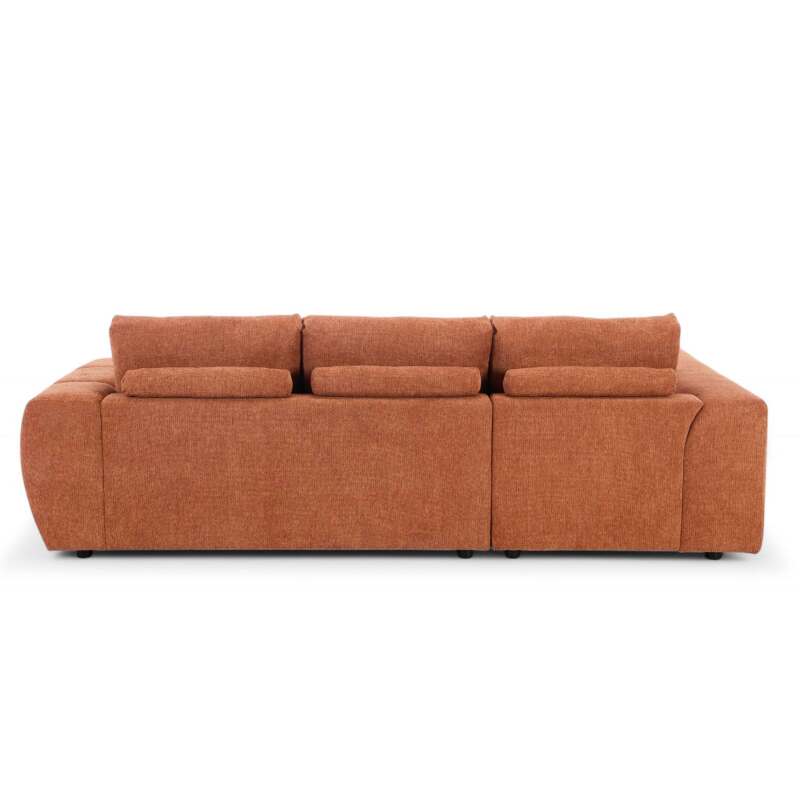 Divano angolare con chaise longue sinistra in poliestere millerighe a 3 posti