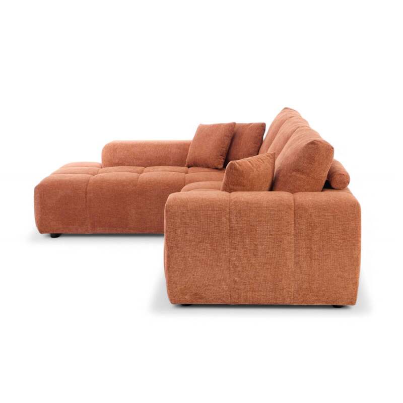 Divano angolare con chaise longue sinistra in poliestere millerighe a 3 posti