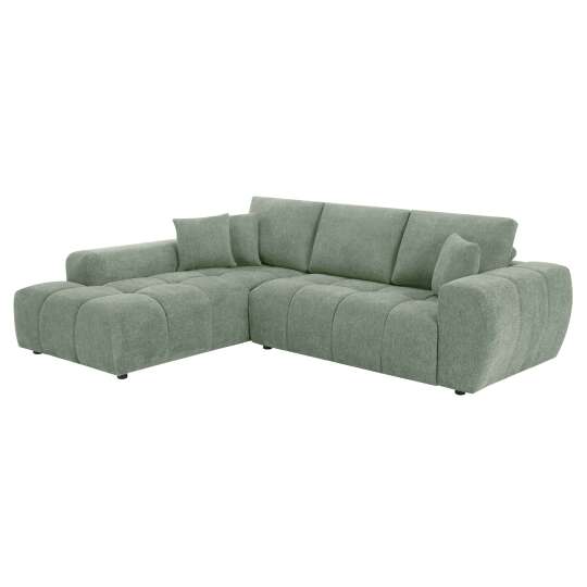Divano angolare con chaise longue sinistra in poliestere millerighe a 3 posti