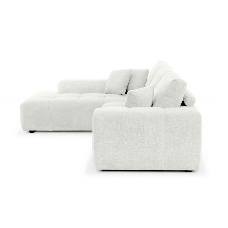 Divano angolare con chaise longue sinistra in poliestere millerighe a 3 posti