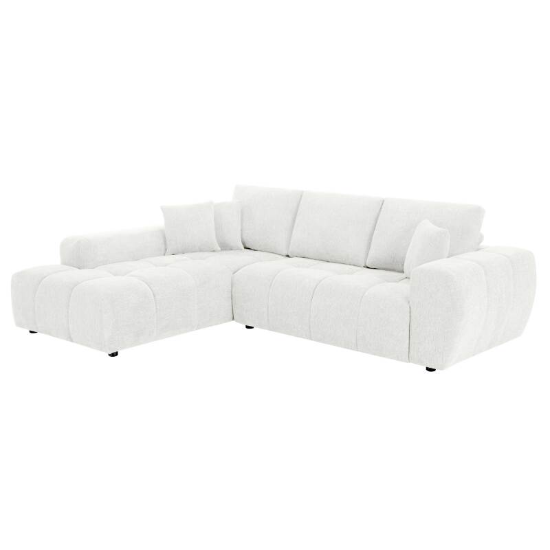 Divano angolare con chaise longue sinistra in poliestere millerighe a 3 posti