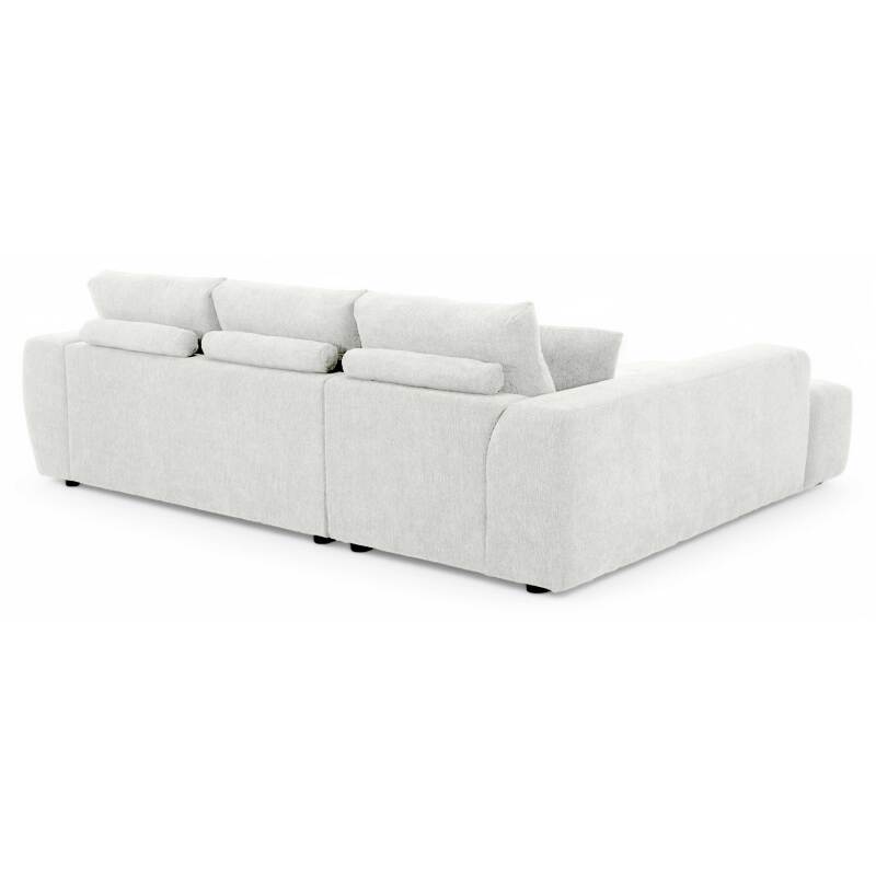 Divano angolare con chaise longue sinistra in poliestere millerighe a 3 posti