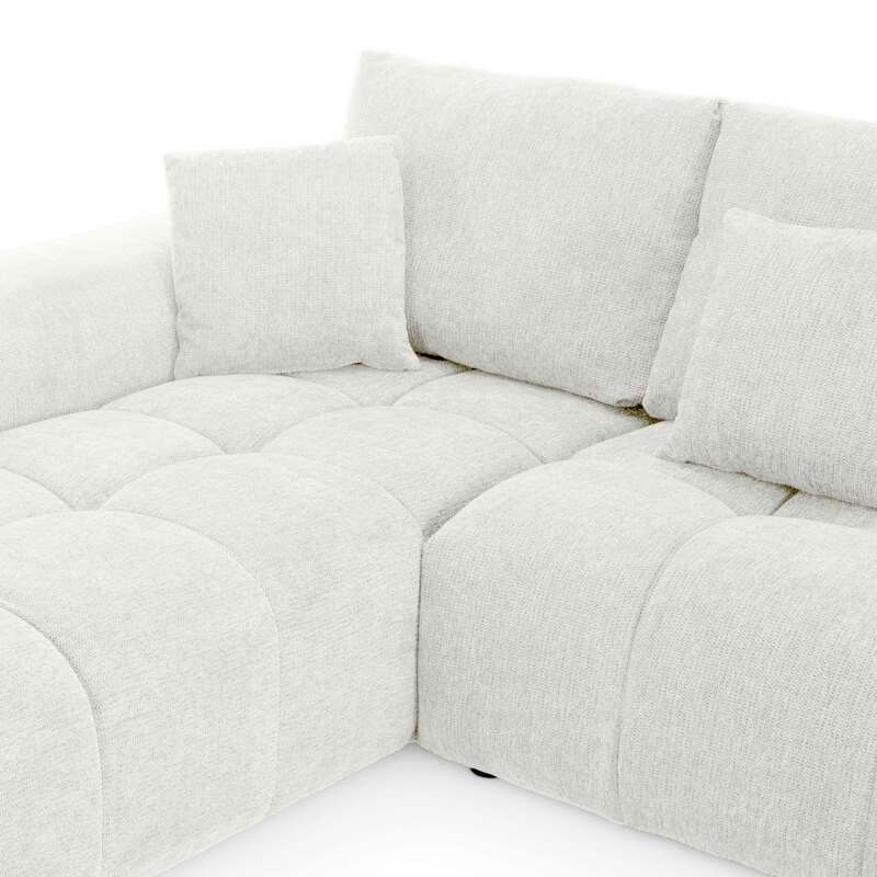 Divano angolare con chaise longue sinistra in poliestere millerighe a 3 posti