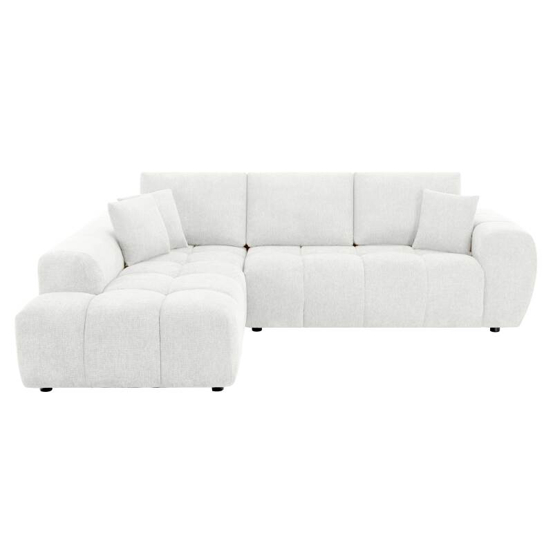 Divano angolare con chaise longue sinistra in poliestere millerighe a 3 posti