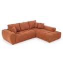 Divano angolare con chaise longue dritta in poliestere millerighe a 3 posti