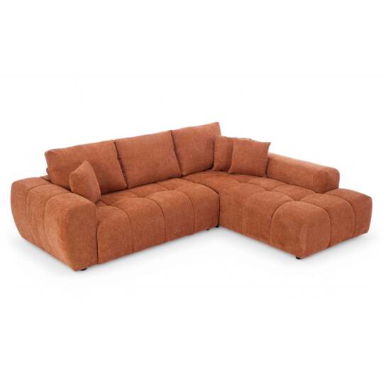 Divano angolare con chaise longue dritta in poliestere millerighe a 3 posti