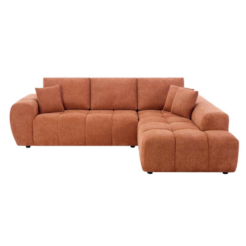 Divano angolare con chaise longue dritta in poliestere millerighe a 3 posti