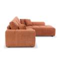 Divano angolare con chaise longue dritta in poliestere millerighe a 3 posti