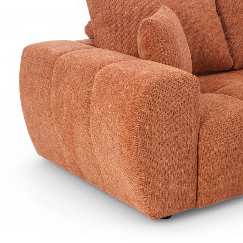 Divano angolare con chaise longue dritta in poliestere millerighe a 3 posti