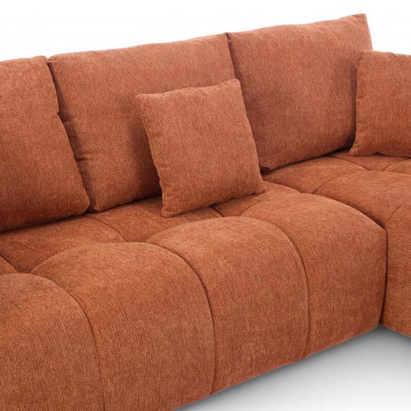 Divano angolare con chaise longue dritta in poliestere millerighe a 3 posti