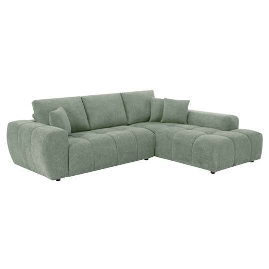 Divano angolare con chaise longue dritta in poliestere millerighe a 3 posti