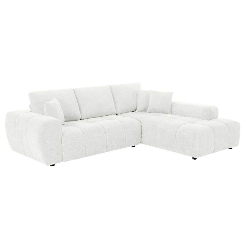 Divano angolare con chaise longue dritta in poliestere millerighe a 3 posti