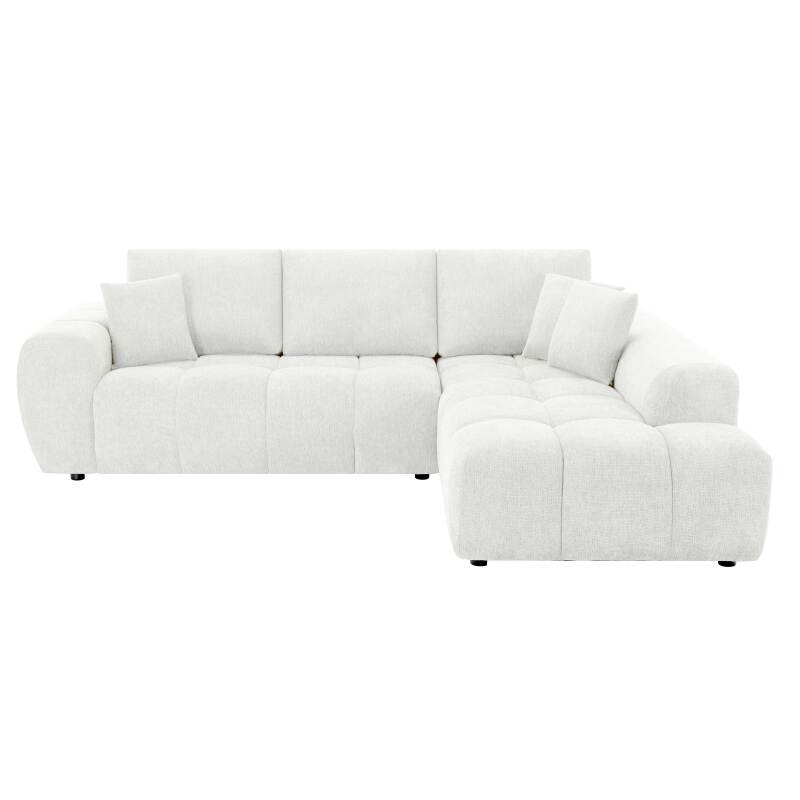 Divano angolare con chaise longue dritta in poliestere millerighe a 3 posti